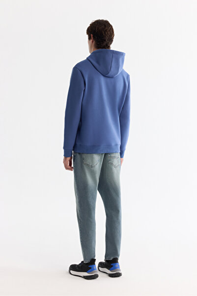 Avva Чоловічий синій бавовняний світшот з капюшоном та еластаном, прямий крій A42Y1322