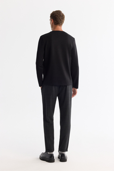 Avva Men's Black Crew Neck Cotton Basic Regular Fit Sweatshirt A42Y1350