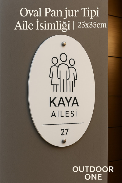 Outdoor One Kişiye Özel Oval Kapı İsimliği | Yazılı Pleksi Apartman & Site Ta...