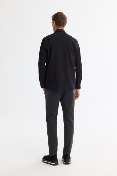 Avva Ανδρικό πουκάμισο με μαύρο γιακά με κουμπιά Easy Iron Comfort Fit A42Y2071