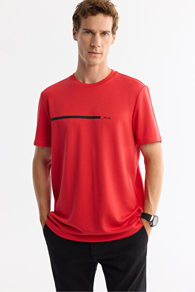 Avva Men's Red Crew Neck Elastane Interlock Regular Fit T-Shirt A42Y1003