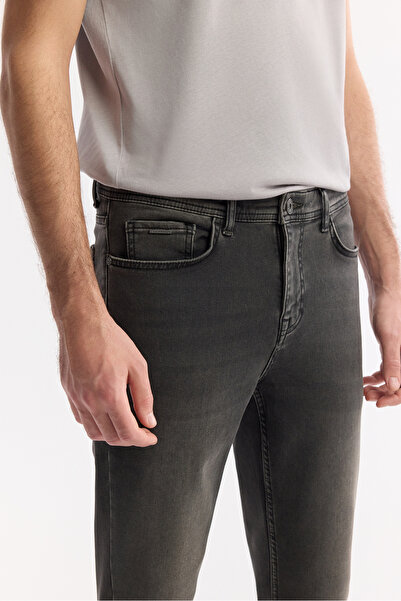 Avva Ανδρικό παντελόνι τζιν σε γκρι αντίκα χρώμα, στενή εφαρμογή, A42Y3512