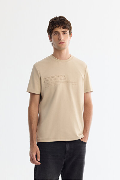 Avva Ανδρικό μπλουζάκι με λαιμόκοψη με γκόφρει έλασταν κανονική εφαρμογή A42Y1004