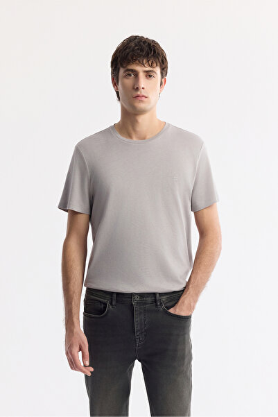 Avva Ανδρικό παντελόνι τζιν σε γκρι αντίκα χρώμα, στενή εφαρμογή, A42Y3512