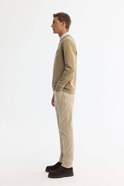 Avva Men's Mink Crew Neck Cotton Printed Elastane Regular Fit Sweatshirt A42Y1227