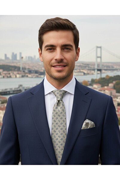 1001 Kravat طقم هدايا للرجال يتضمن ربطة عنق خضراء وأزرار أكمام مع مناديل