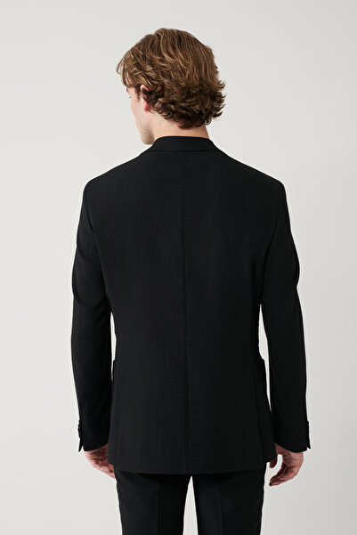 Avva Men's Black Slit Unlined Flexible Fabric Comfort Slim Fit Blazer Jacket A41Y4000