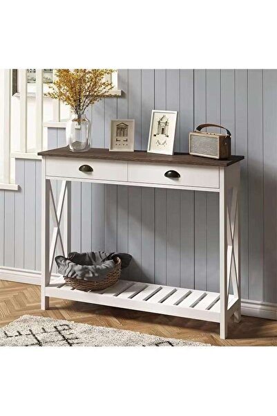 AGD طاولة أريكة مدخل خشبية أنيقة مع رف تخزين سفلي، طاولة جانبية ضيقة مع أدراج لـ