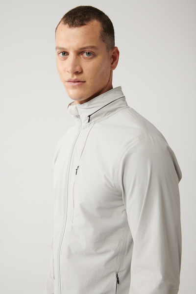 Avva Men's Stone Stand Collar Hooded Zippered Lined Water Repellent Bi-Stretch Comfort Fit Coat A41Y6035