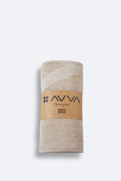 Avva Ανδρική πετσέτα παραλίας με μπεζ σχέδιο 100% βαμβάκι A41Y8204