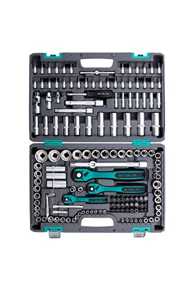 STELS Tool Set 151 pieces, Cr-V + S 2, square 1/4", 3/8", 1/2", heads 10-32 mm Professional kit made