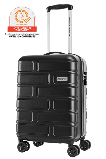 American Tourister حقيبة سفر بريكلين، 55 سم أو 20 بوصة، بعجلات دوارة، مصنوعة من البولي كربونات، لون أسود فاحم، مزودة بقفل TSA