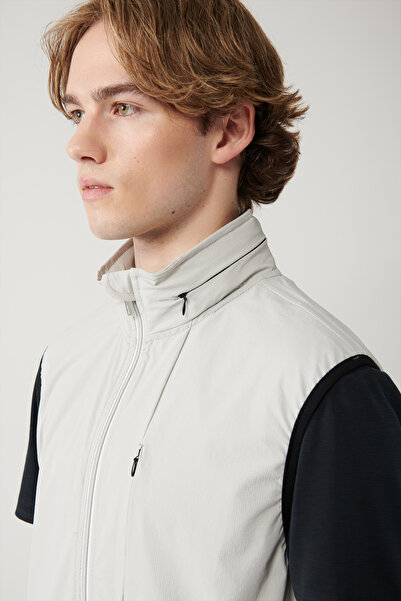 Avva Ανδρικό γιλέκο με κουκούλα με φερμουάρ, αδιάβροχο, διπλής ελαστικότητας, άνετο γιλέκο A41Y6535