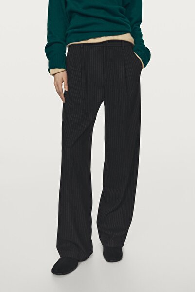 Massimo Dutti İnce çizgili geniş paça pantolon
