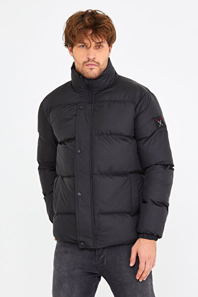 Polo State Ανδρικό φουσκωτό παλτό Regular Fit Μαύρο