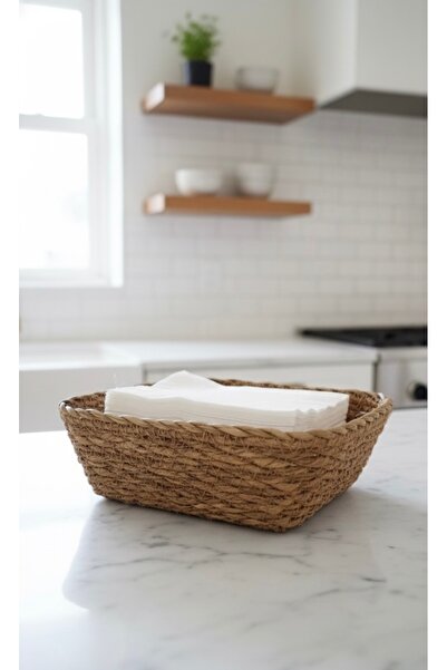 Emsay Store Natural Wicker Napkin Holder – Rectangular Desktop Napkin Organiz...