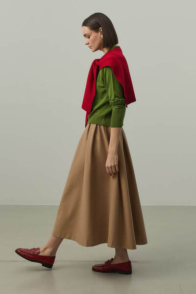 Fahhar Kare Parçalı Atkı Kırmızı