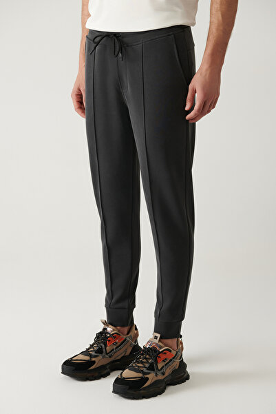 Avva Ανδρικό παντελόνι αθλητικό με κορδόνια στη μέση, ελαστικό, απαλό στην αφή, κανονική εφαρμογή A41Y3400