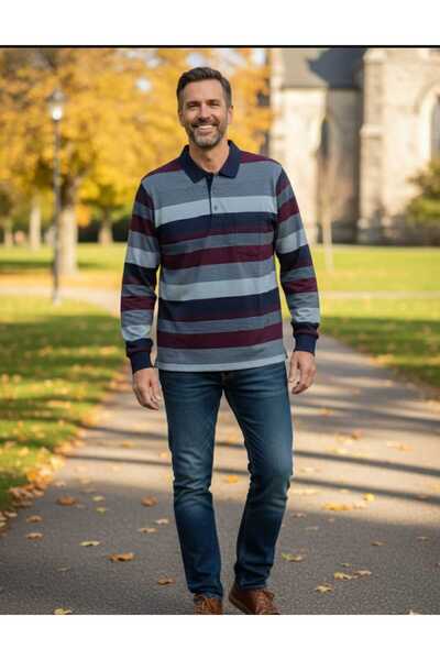 güncüoğlu Ανδρικό χτενισμένο βαμβακερό ρούχο με μακριά μανίκια με λαιμόκοψη, ...