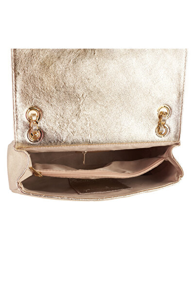 AZZURA Patricia crossbody bag, 100% leather, quilted, pearlescent gold (8002)