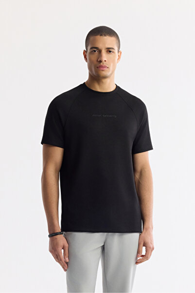 Avva Men's Black Crew Neck Printed Oversize Fit T-Shirt A41Y1168