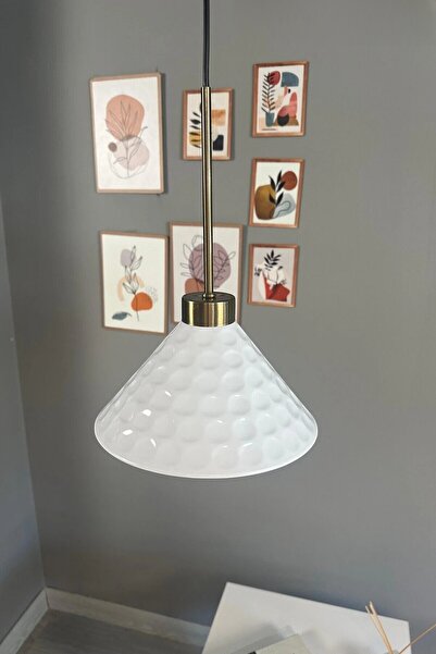 Bamyum Rumy Beyaz Tekli Avize İnce Eskitme Başlık Sarkıt Ofis Showroom Salon Mutfak Avizeleri