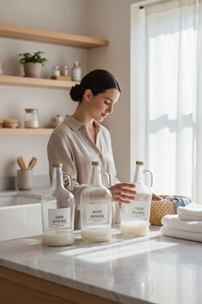 SİDERDESİNG 3'lü Banyo Düzenleyici Cam 3 Lt Galon, Deterjan Şişesi, Deterjan ...