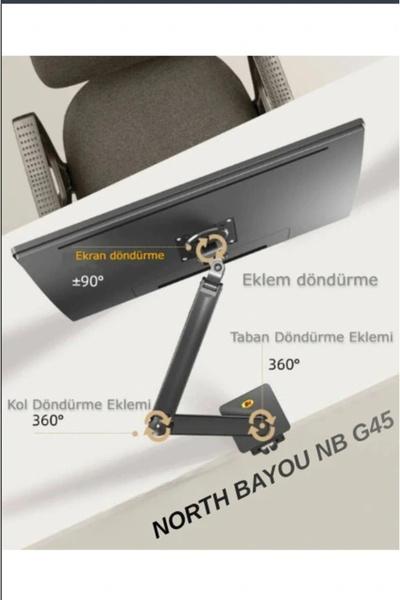 DailyTech North Bayou Nb G45 Gaz Yay Kolu 27-40 Inç Ekran Masaüstü Monitör Tutucu 360 Döndürmek 3-12kg