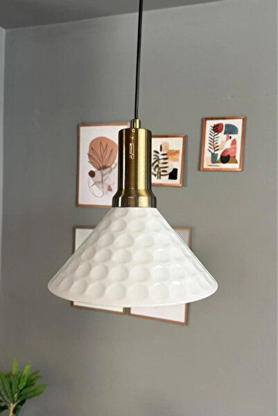 Bamyum Rumy Beyaz Tekli Avize Eskitme Fener Başlık Sarkıt Ofis Showroom Salon Mutfak Avizeleri