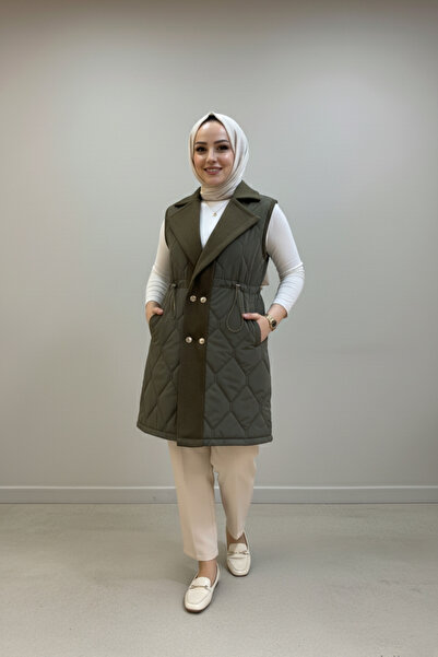 Safgiyim44 Premium Khaki Vest with Stamp Detail