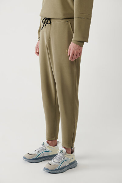 Avva Erkek Haki Beli Lastikli Bağcıklı Fermuar Paçalı Soft Touch Regular Fit Eşofman Altı A41Y3401