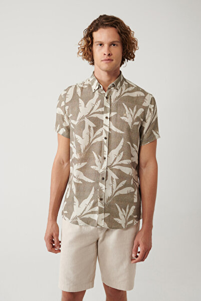 Avva Ανδρικό πουκάμισο με κοντό μανίκι από βισκόζη με κοντό μανίκι με κοντό μανίκι A41Y2162