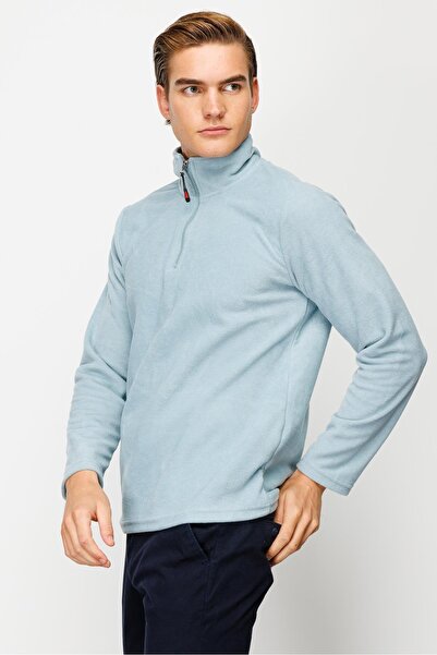 İgs Men's Blue Half Zipper Fleece