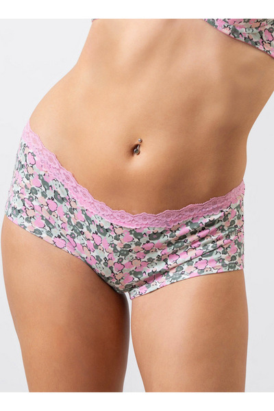 Aadaraya All-Over Print Boyshorts Briefs with Lace Detail