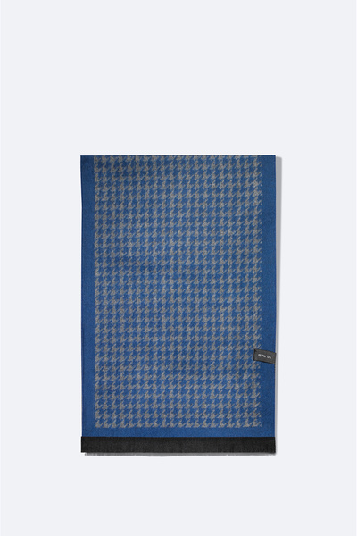 Avva Men's Gray Tasseled Houndstooth Patterned Shawl A32Y9407