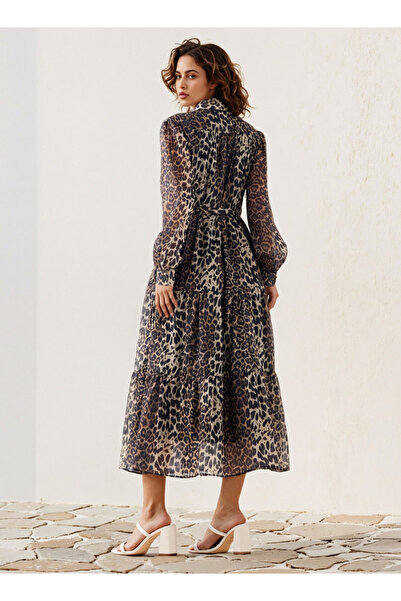2Xtremz Animal Print Midi Shirt Dress