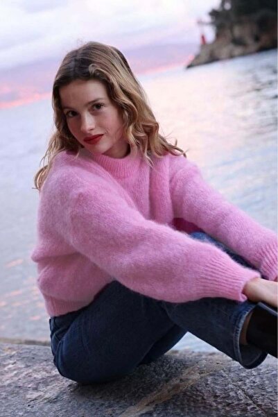 Madmext Pembe Oversize Kadın Triko Kazak MG2263