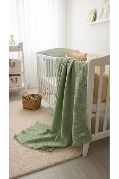 Limon's Baby Su Yeşil %100 Pamuk 4 Katlı Müslin Bebek/Çocuk Battaniyesi 110x110