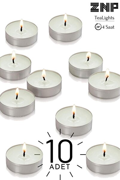 Znp Home 10 Adet | Yasemin Kokulu Tealight Mum | 4 Saat Yanar | Dekoratif Mum...