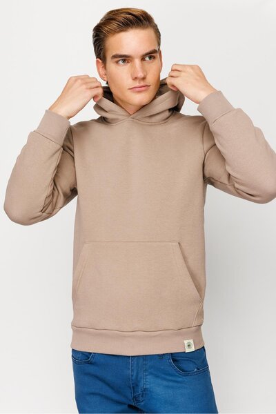 İgs Men's Camel Hooded Sweatshirt