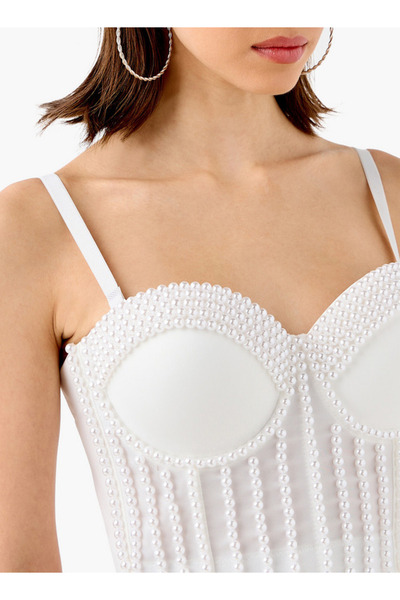 2Xtremz Pearl Embellished Strappy Crop Top