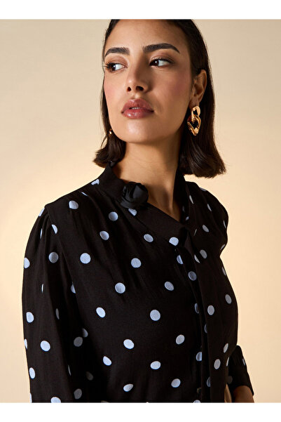 2Xtremz All-over Polka Dot Print Top With Pussybow Neck
