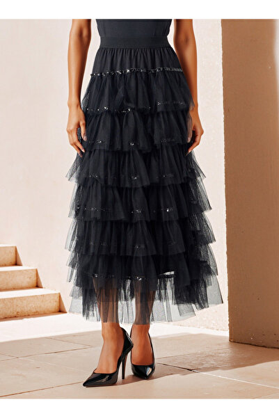 2Xtremz Tiered Maxi A-line Skirt With Elasticated Waistband