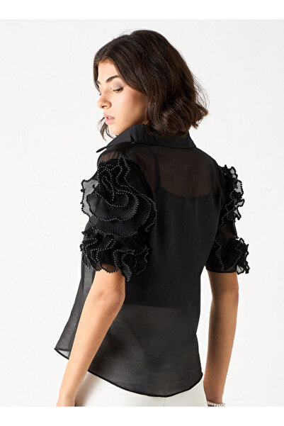 2Xtremz Textured Collared Shirt With Embellished Stylised Sleeves