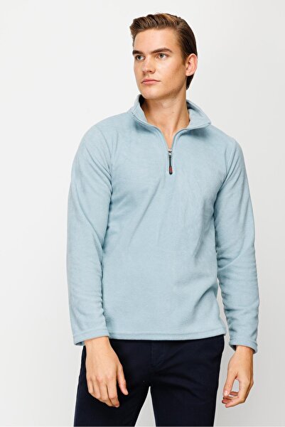 İgs Men's Blue Half Zipper Fleece