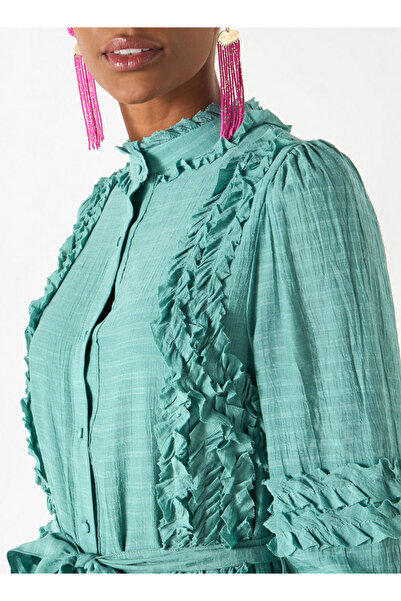 2Xtremz Ruffle Detail Dress with 3/4 Sleeves and Tie-Up Belt