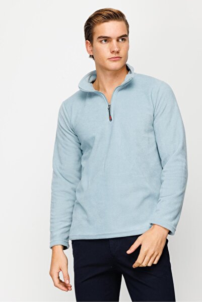 İgs Men's Blue Half Zipper Fleece