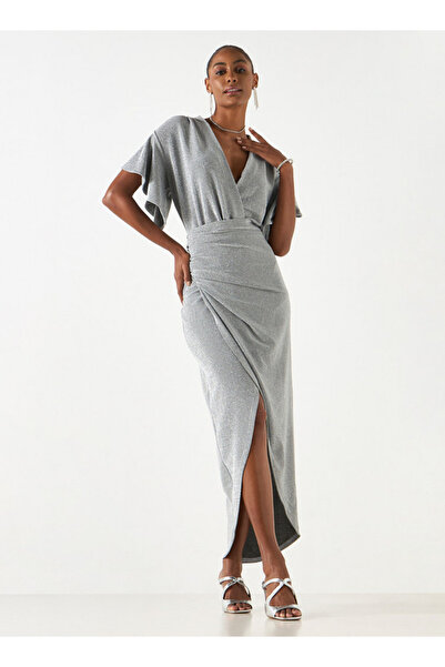 2Xtremz Textured Dress With V-neck And Flutter Sleeves