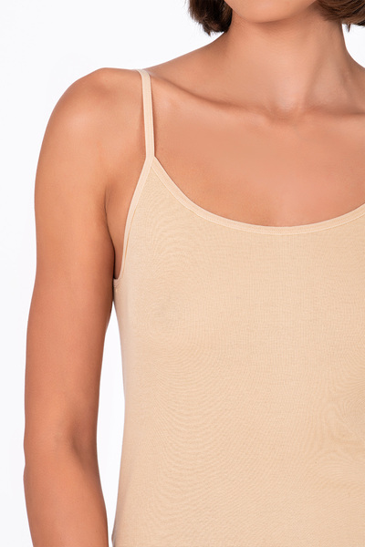 Kompedan Kadın Pamuklu Ribana İp Askılı Klasik Atlet 3'lü Paket – Esnek & Rahat | Ten K0107