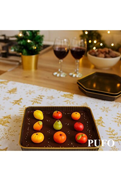PUFO Set of 4 square trays Gentle for serving appetizers, sweets, candies, 15 cm, cream
